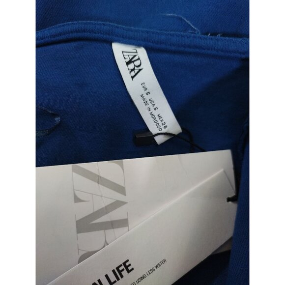 Zara Womens Strapless Blue Bodycon Dress Size S Cotton Blend, NWT. - Picture 3 of 7